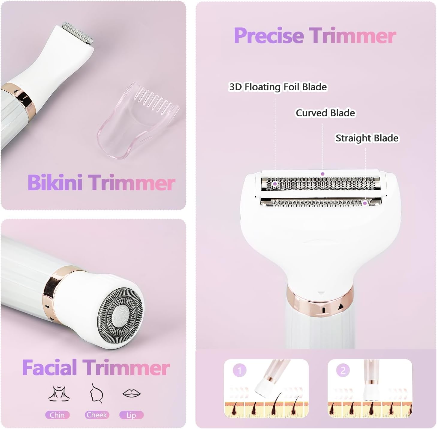 Experience Effortless Beauty with the 5-in-1 Women's Electric Razor: Your Ultimate Bikini Trimmer for Painless Hair Removal on Face, Body, and More!