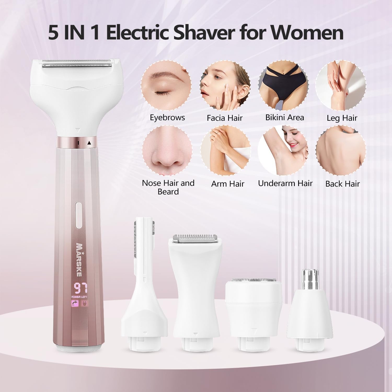 Experience Effortless Beauty with the 5-in-1 Women's Electric Razor: Your Ultimate Bikini Trimmer for Painless Hair Removal on Face, Body, and More!